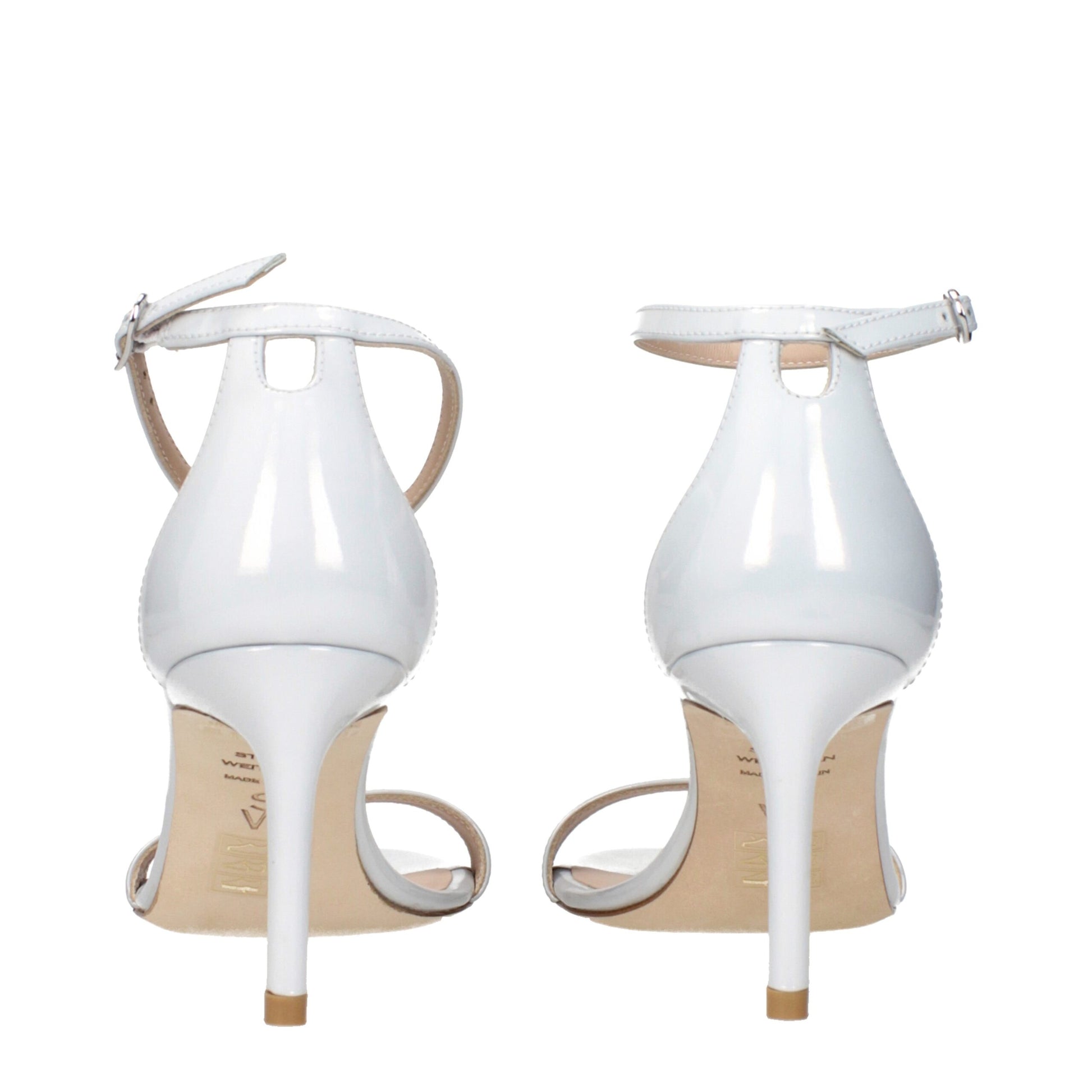 White Leather Stiletto Heel Sandals