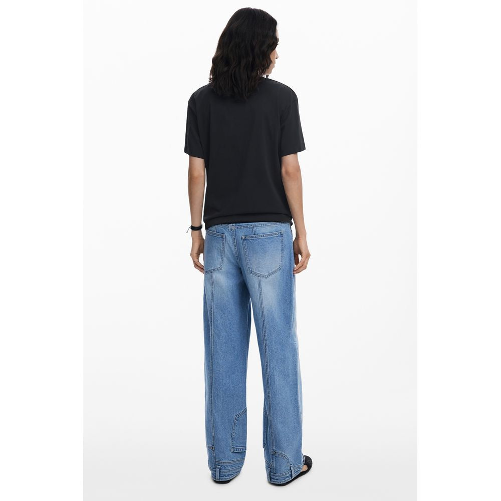 Black Cotton Women T-Shirt
