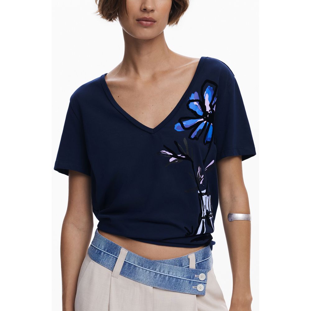 Blue Cotton Women's T-Shirt
