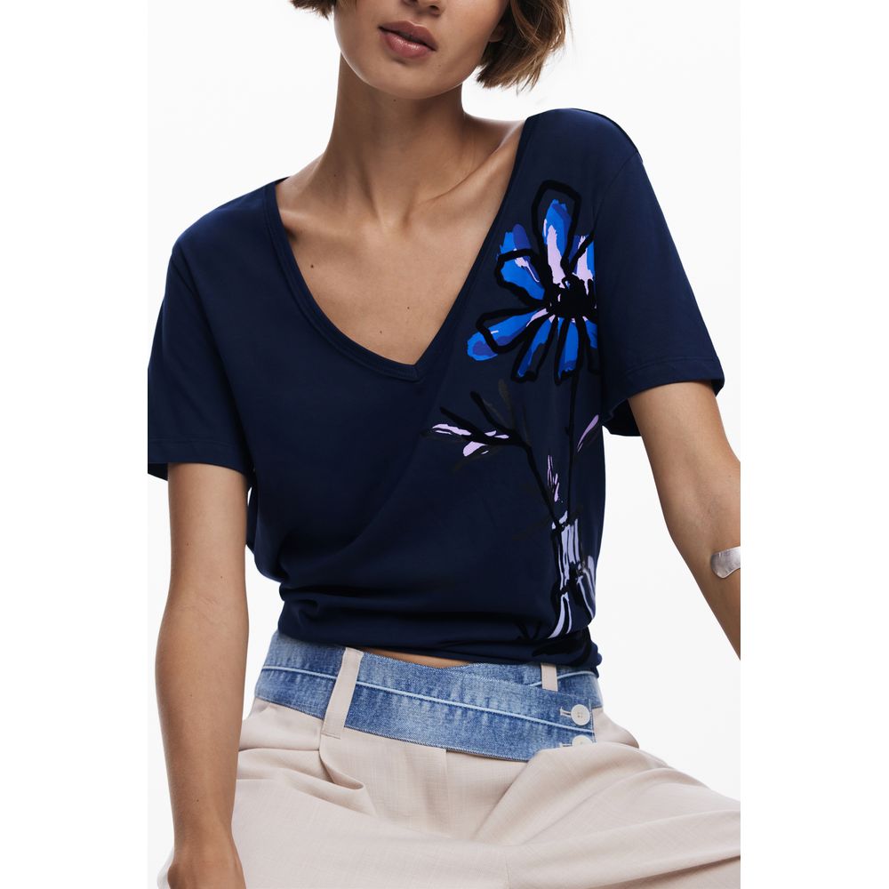 Blue Cotton Women's T-Shirt