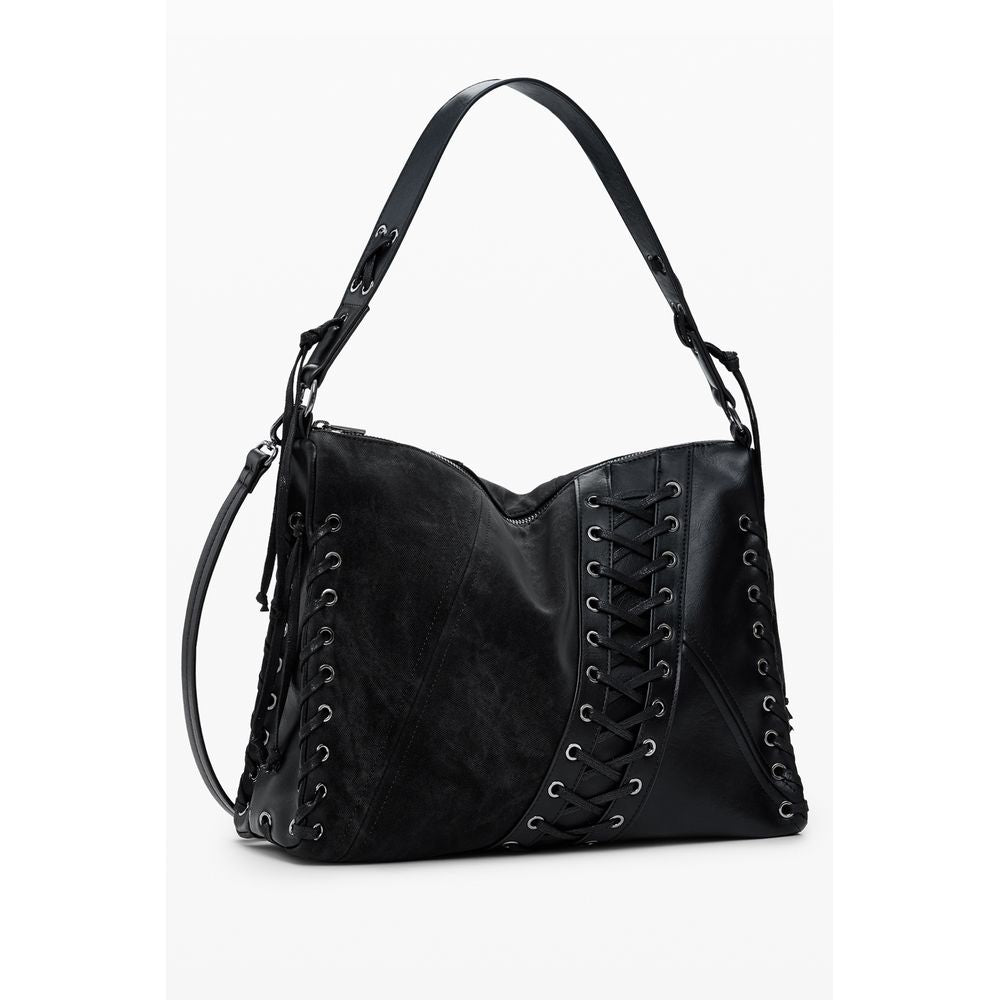 Black Polyethylene Women Handbag