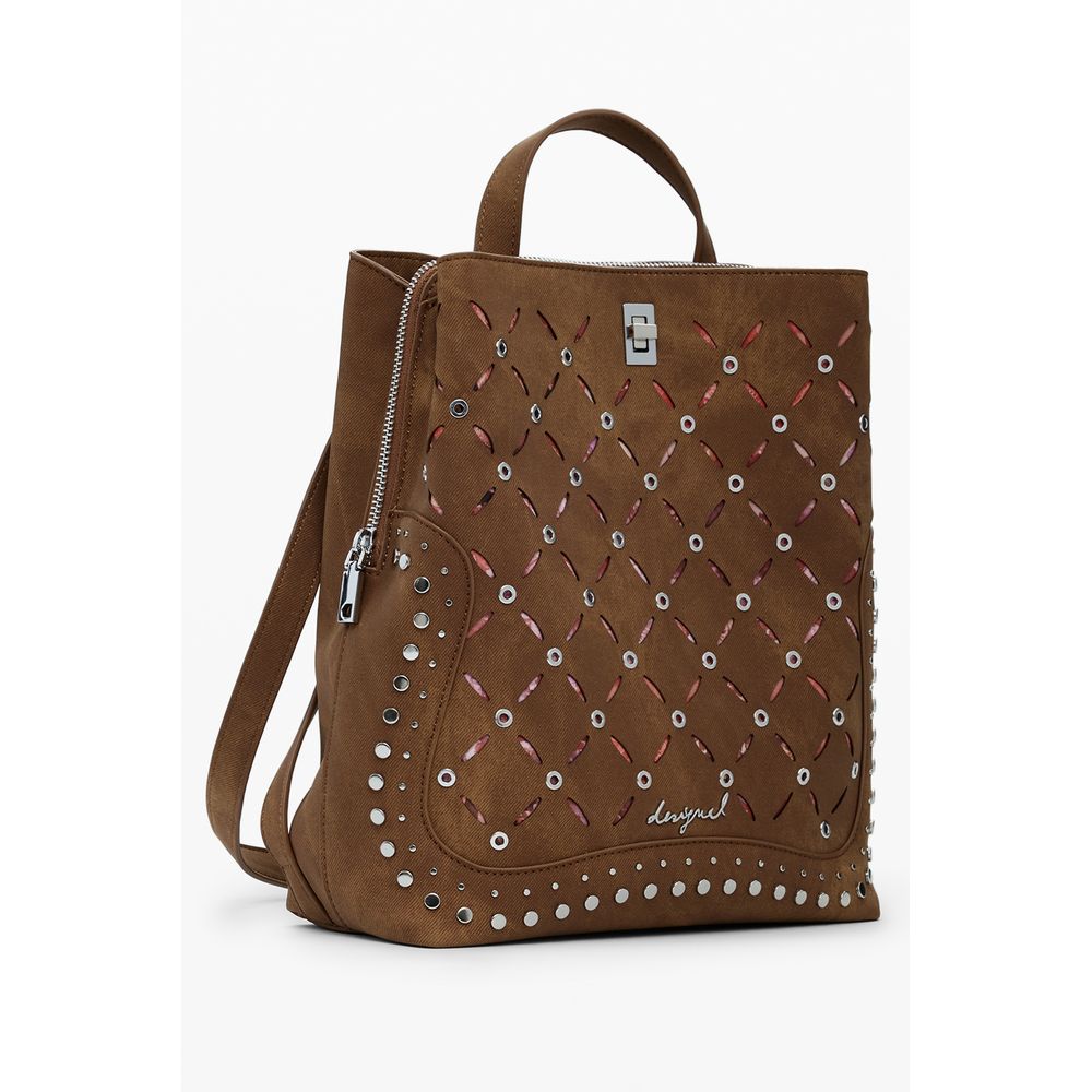 Brown Polyethylene Women Backpack