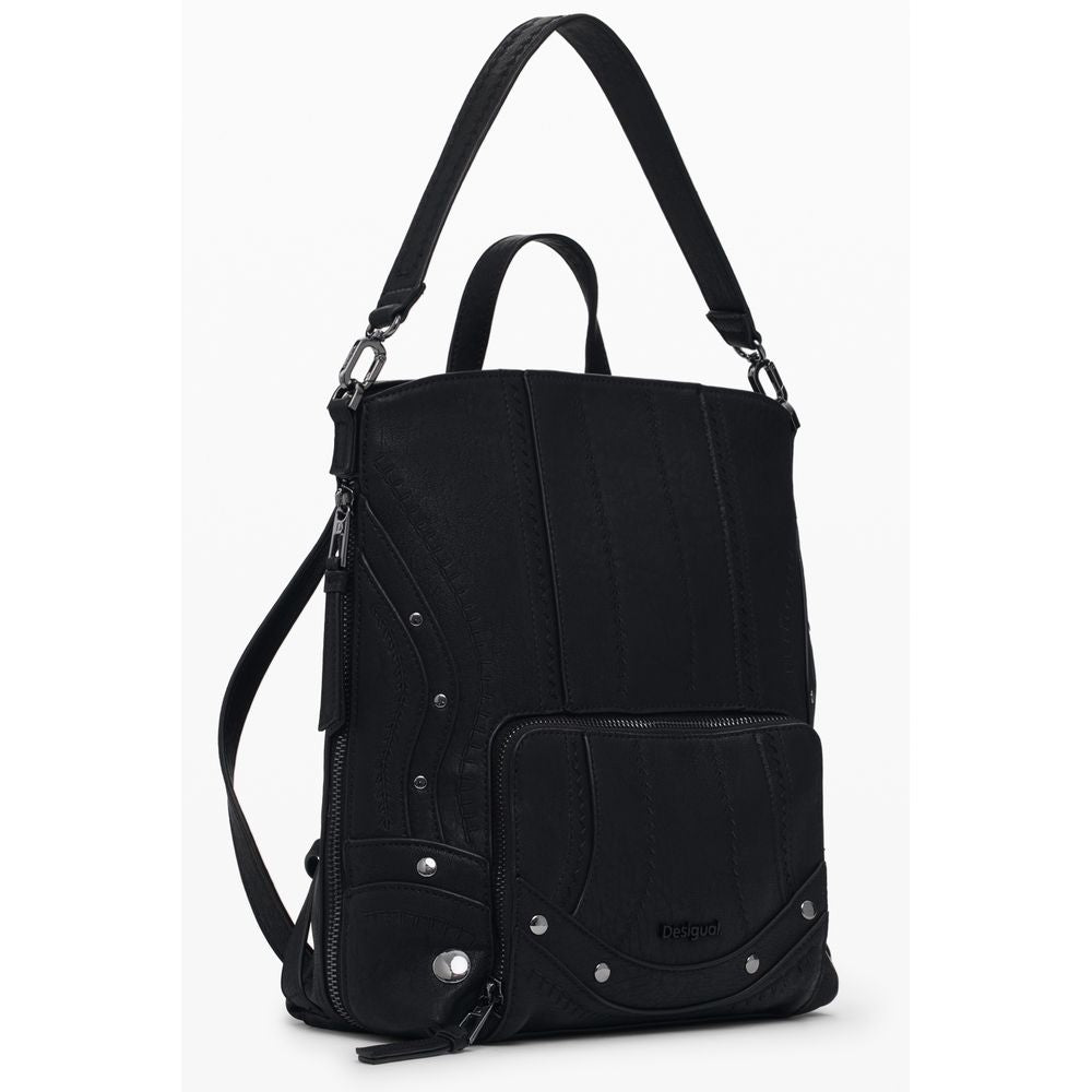 Black Polyethylene Women Backpack