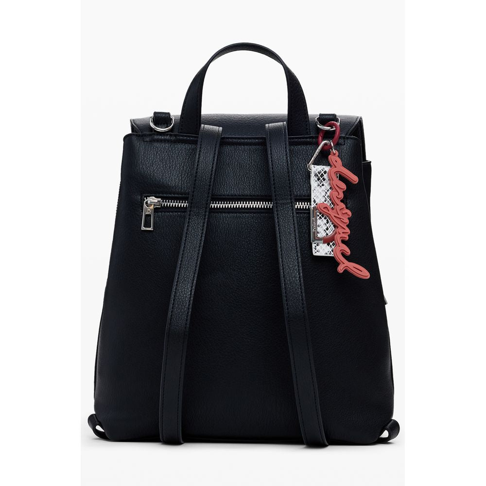 Black Polyethylene Women Backpack