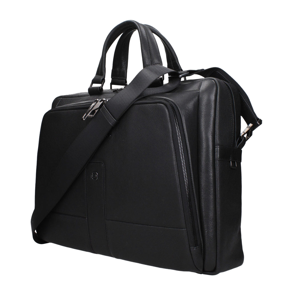 Black Leather Business And Laptop Bag