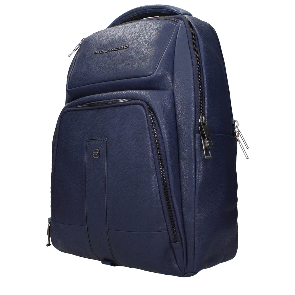 Blue Leather Backpack