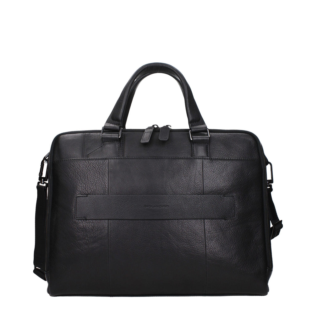 Black Leather Business And Laptop Bag