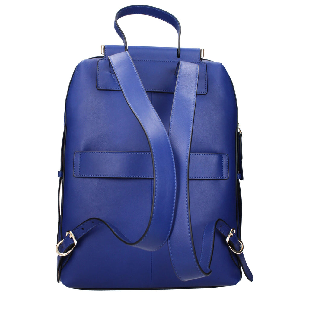 Blue Leather Backpack