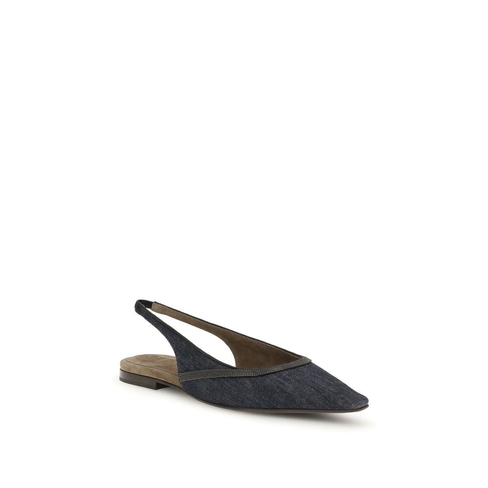 Blue Cotton Ballet Flats