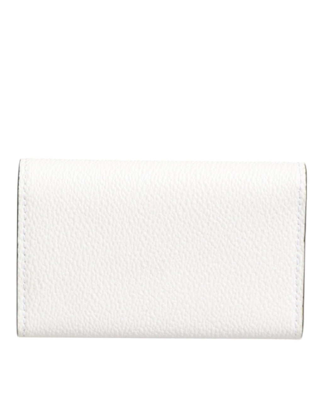 White Leather Card Case Holder Wallet Gold Logo Plate  Key Holder