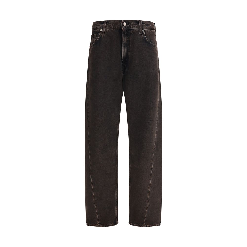 Black Cotton Straight-Leg Jeans