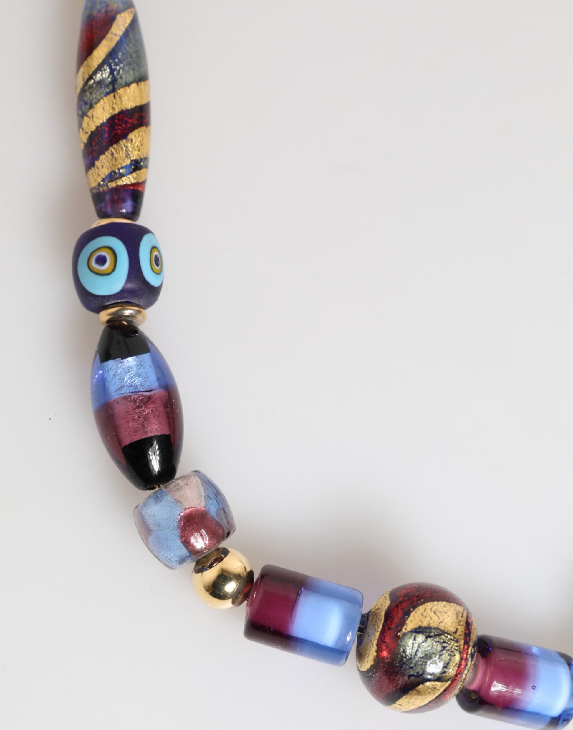 Multicolor Murano Glass Beads Gold Brass Chain Jewelry Necklace