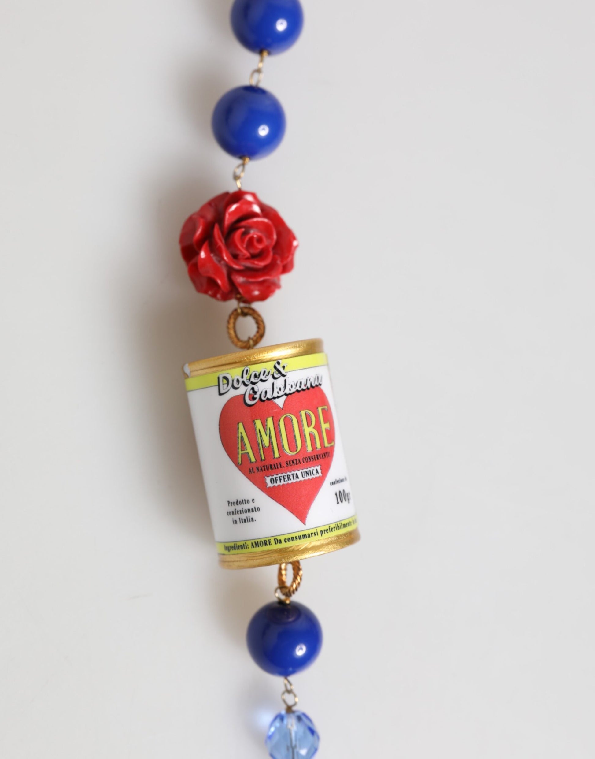 Gold Multicolor Amore Heart Can Beads Rose Pendant Necklace