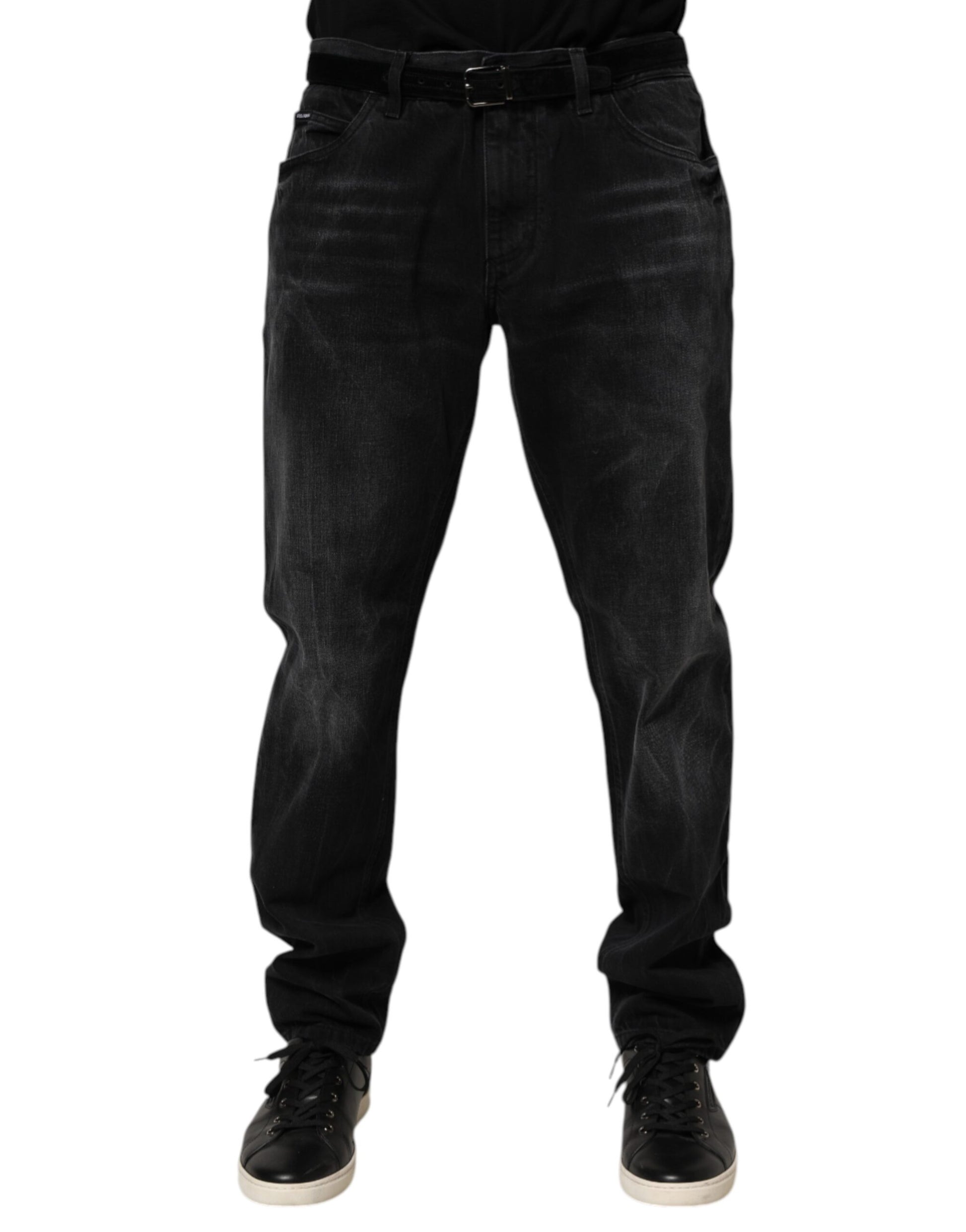 Black Washed Cotton Skinny Men Denim Jeans