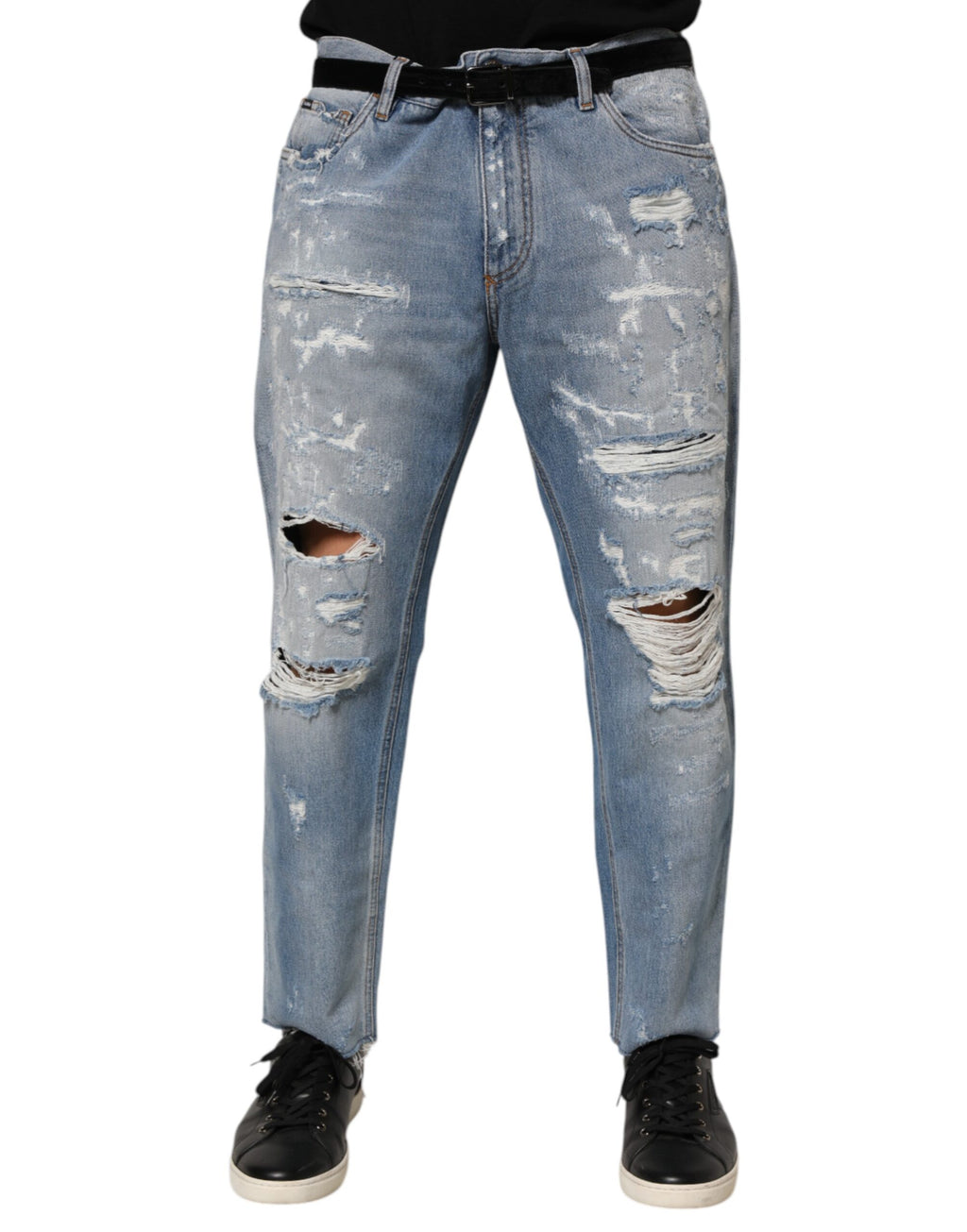 Blue Distressed Ripped Denim Pants Jeans