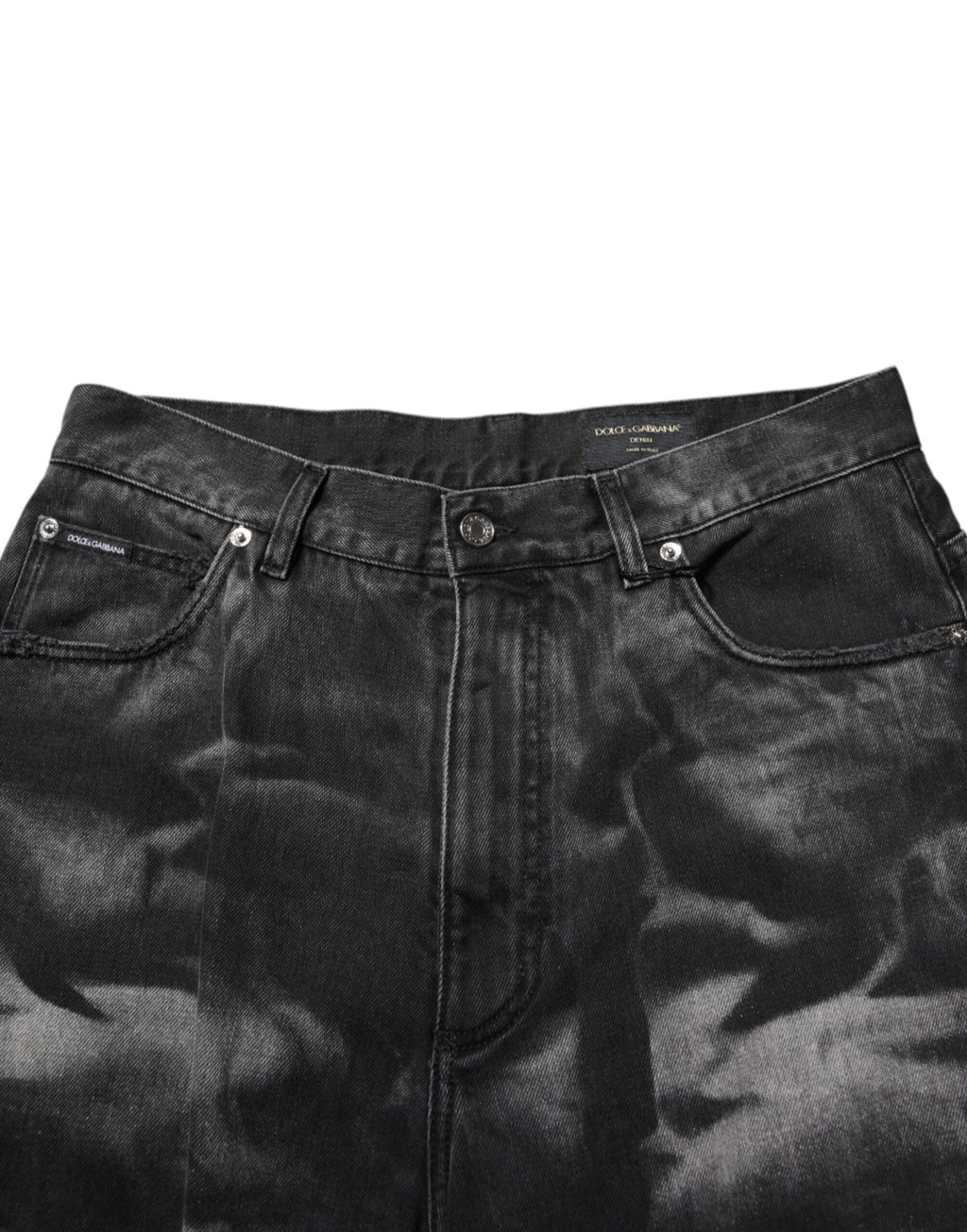 Black Marbled Effect Straight Men Denim Jeans