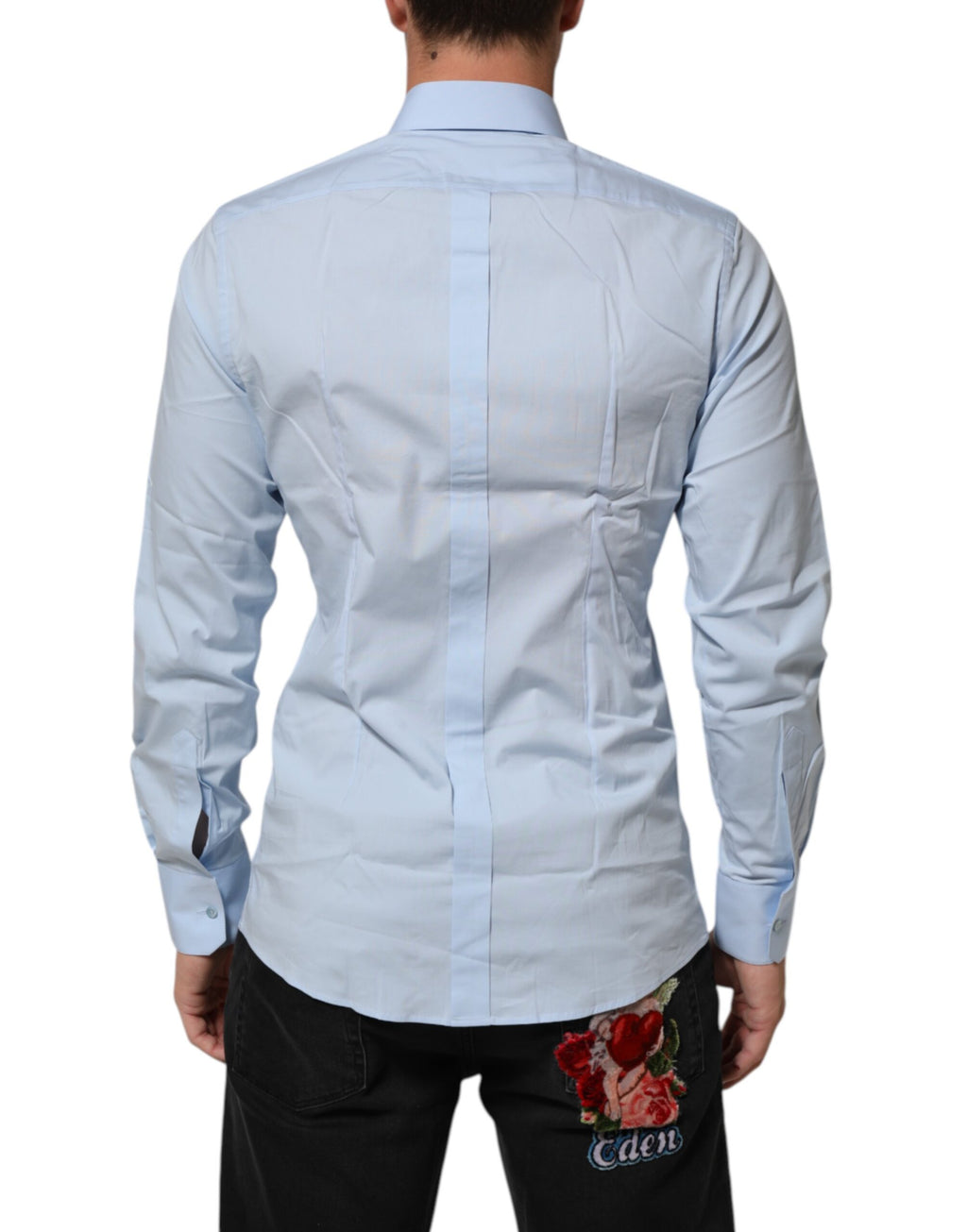 Light Blue Cotton GOLD Formal Men Dress Shirt
