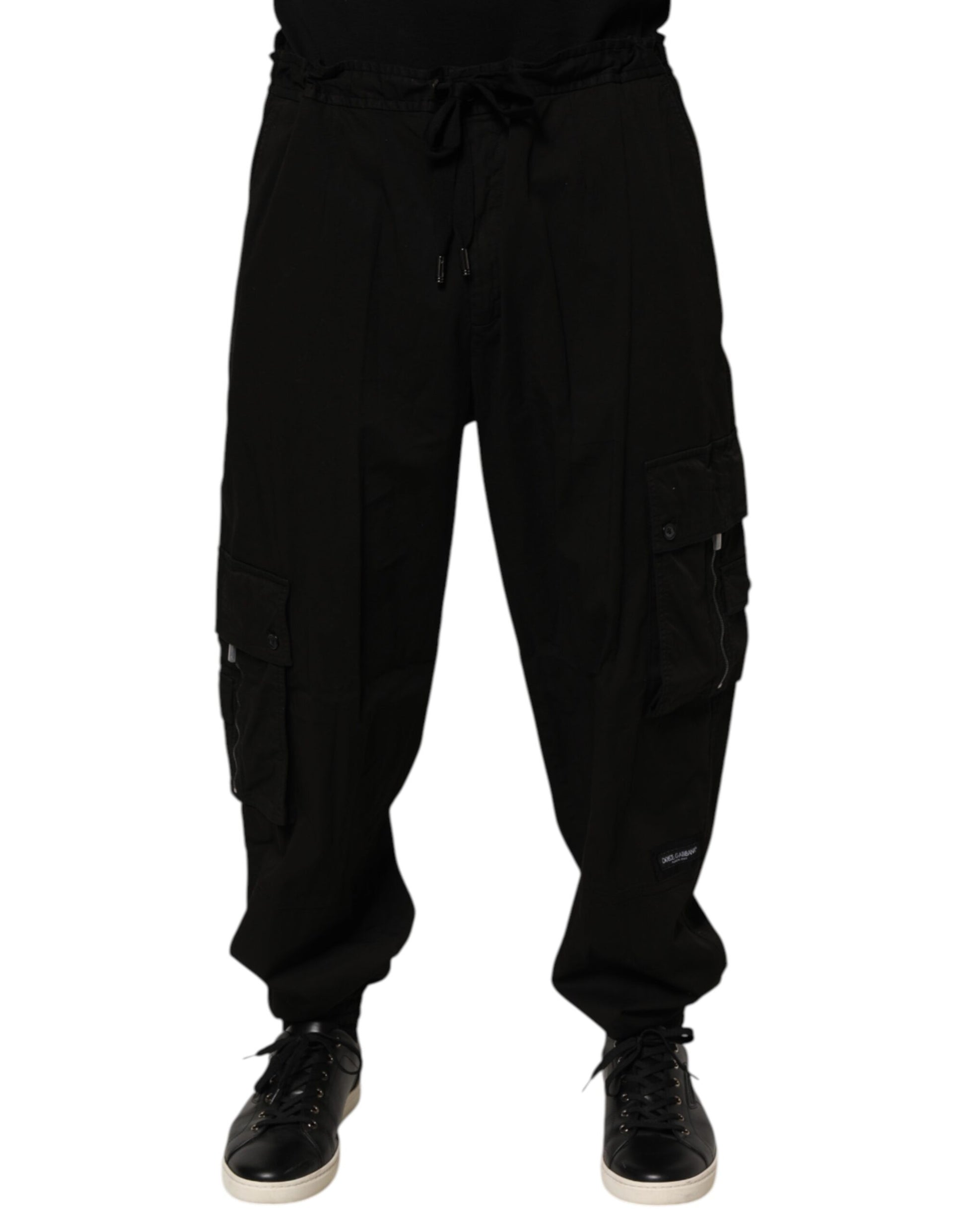 Black Cotton Cargo Jogger Sweatpants Pants