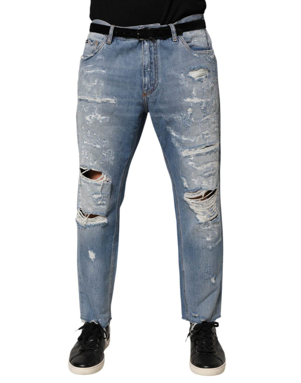 Blue Distressed Ripped Denim Trouser Jeans