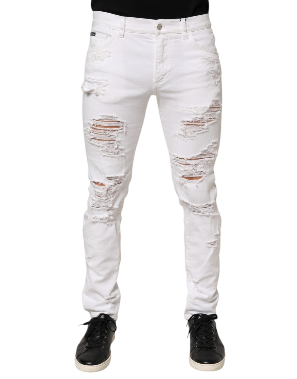 White Distressed Ripped Denim Trouser Jeans