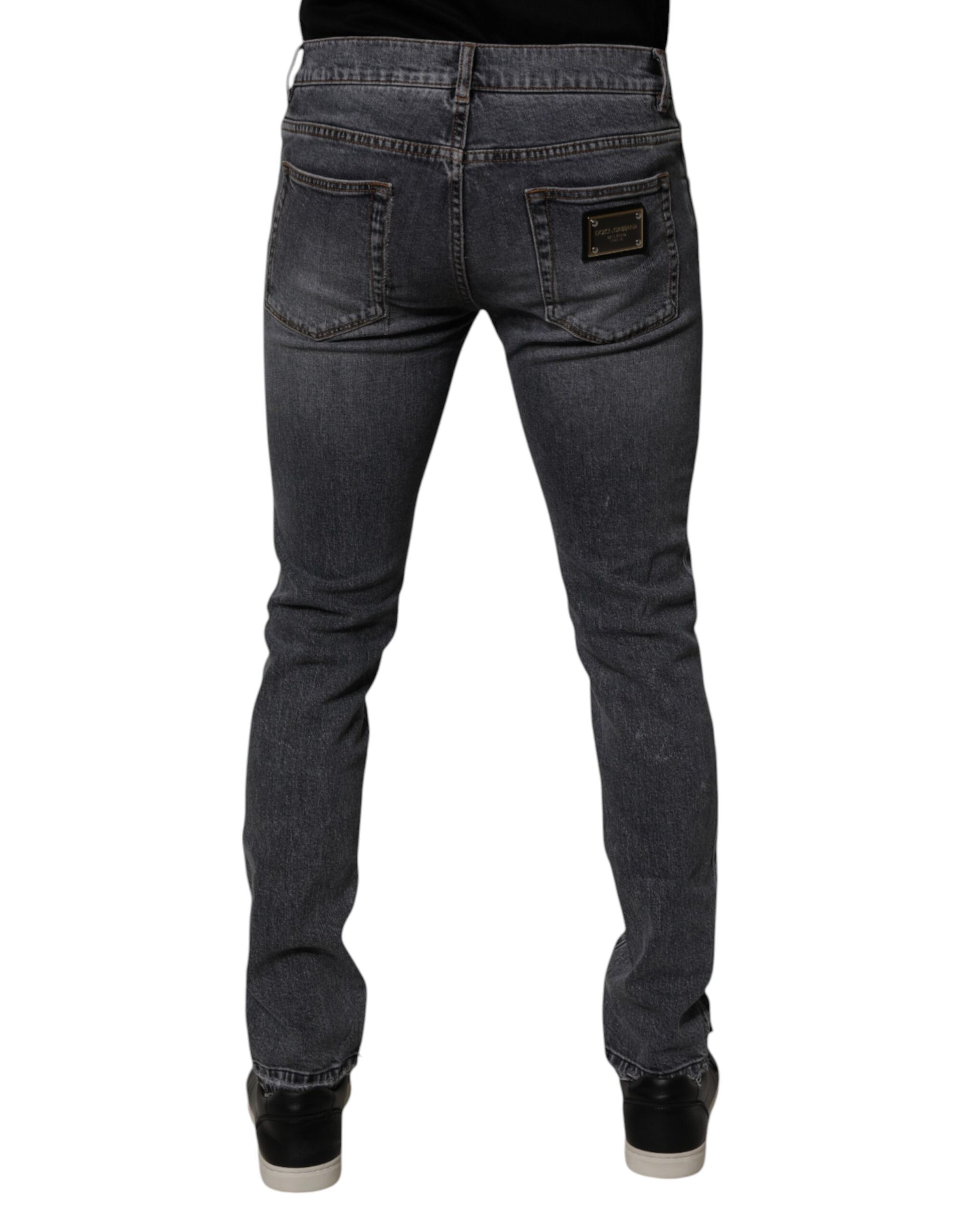 Dark Gray Cotton Stretch Skinny Denim Jeans
