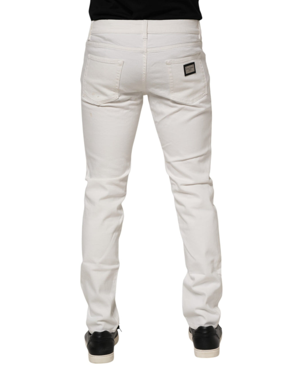 Off White Cotton Stretch Slim Fit Denim Jeans