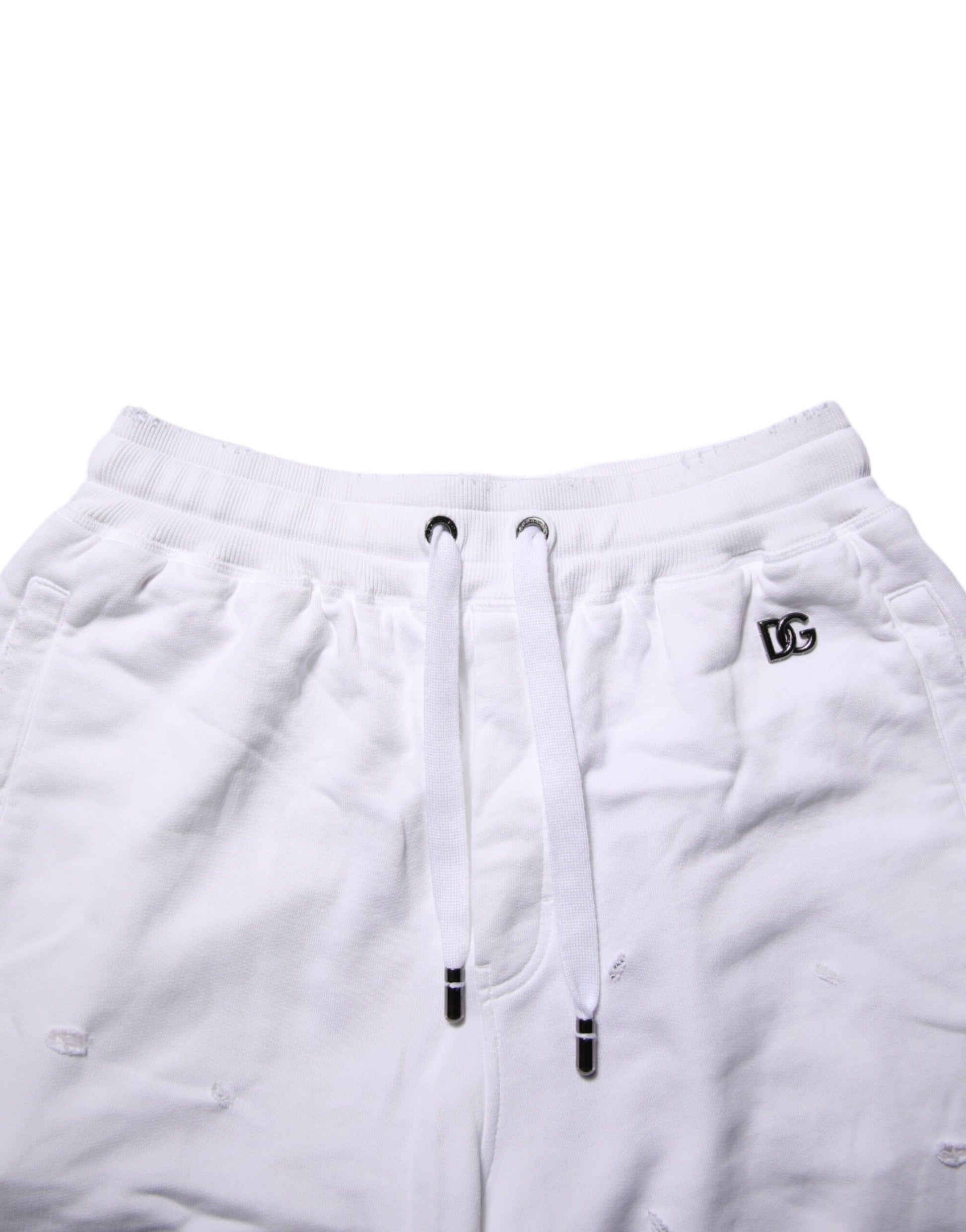 White Ripped Mid Waist Casual Bermuda Short