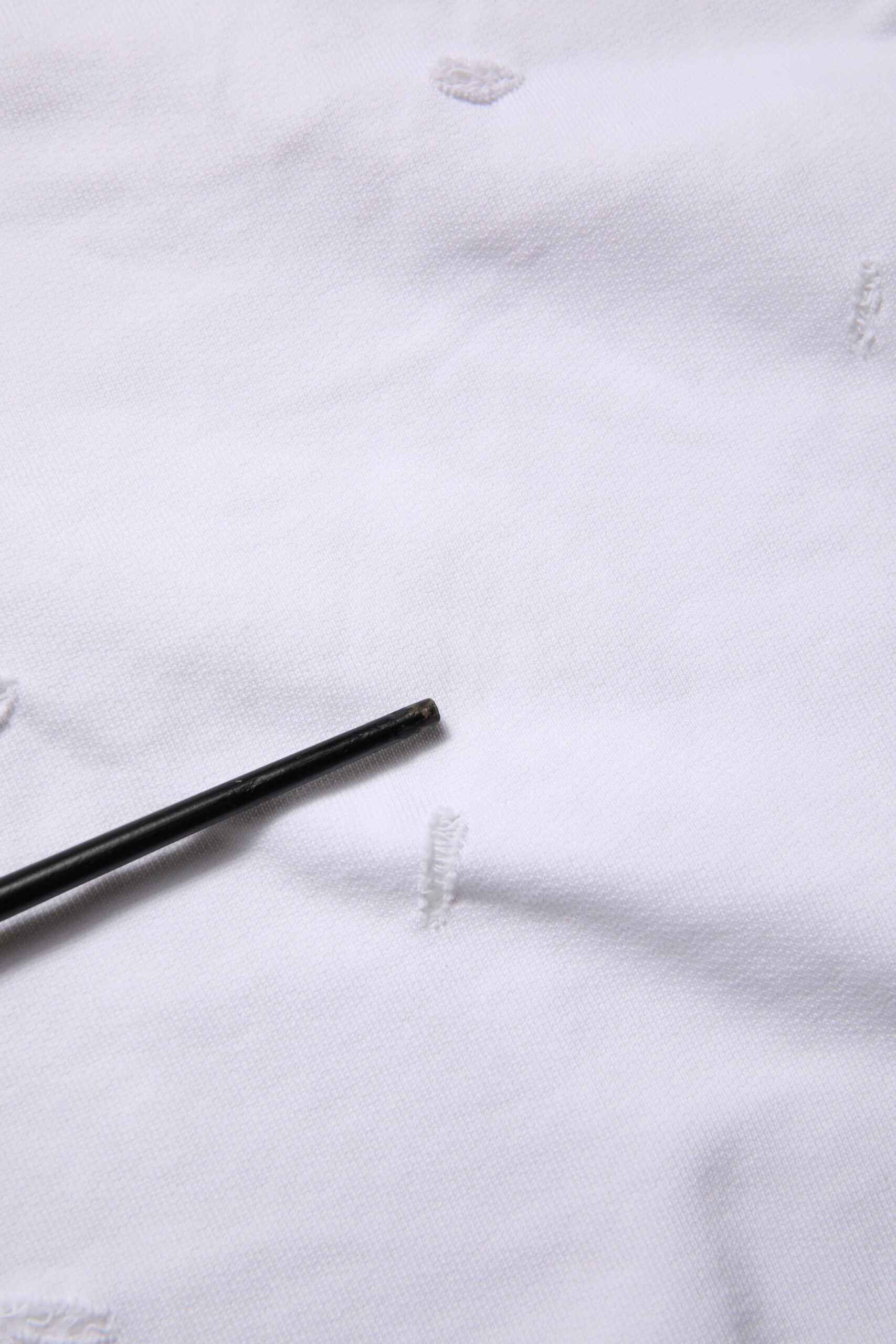 White Ripped Mid Waist Casual Bermuda Short