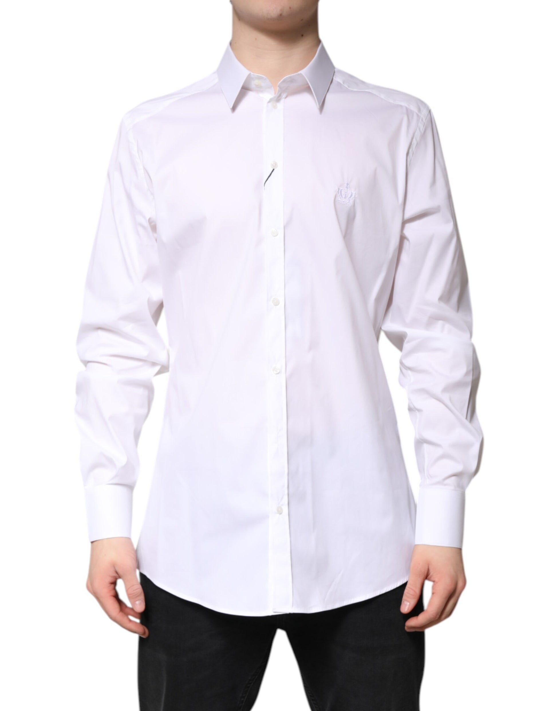 White Cotton Collared GOLD FormalDress Shirt