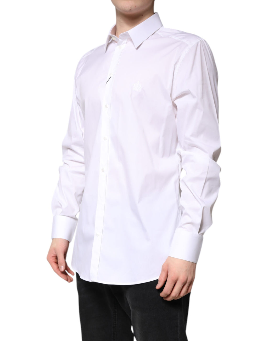 White Cotton Collared GOLD FormalDress Shirt