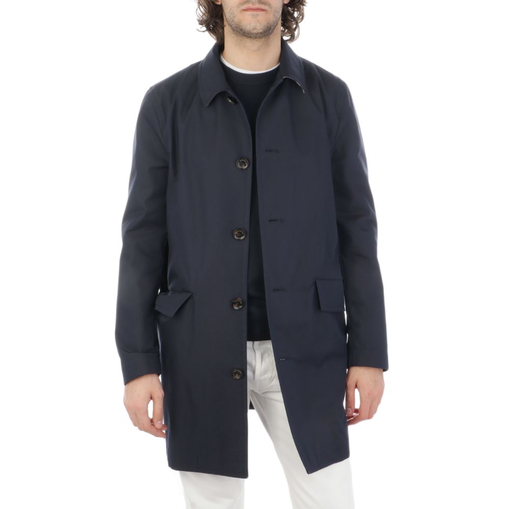 Blue Cotton Men's Raincoat