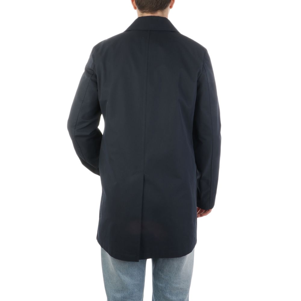 Blue Cotton Men's Trench Coat