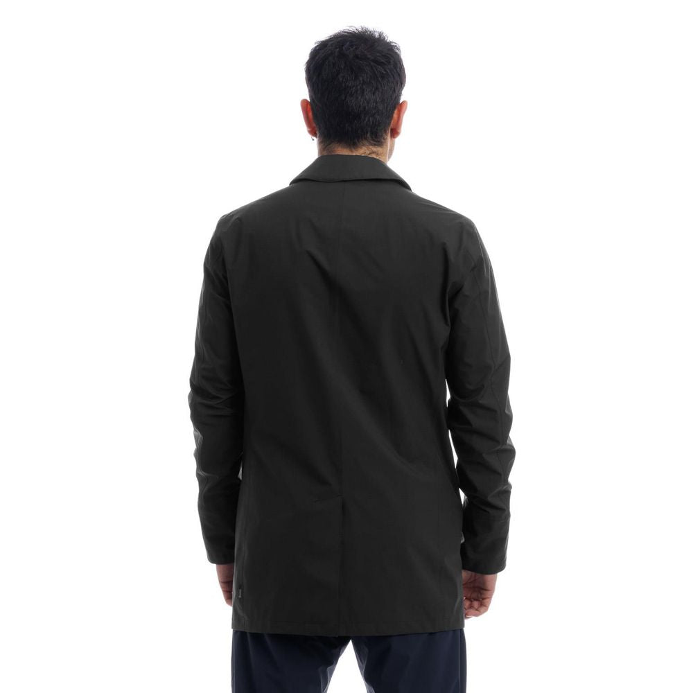 Black Polyester Men's Trench Coat