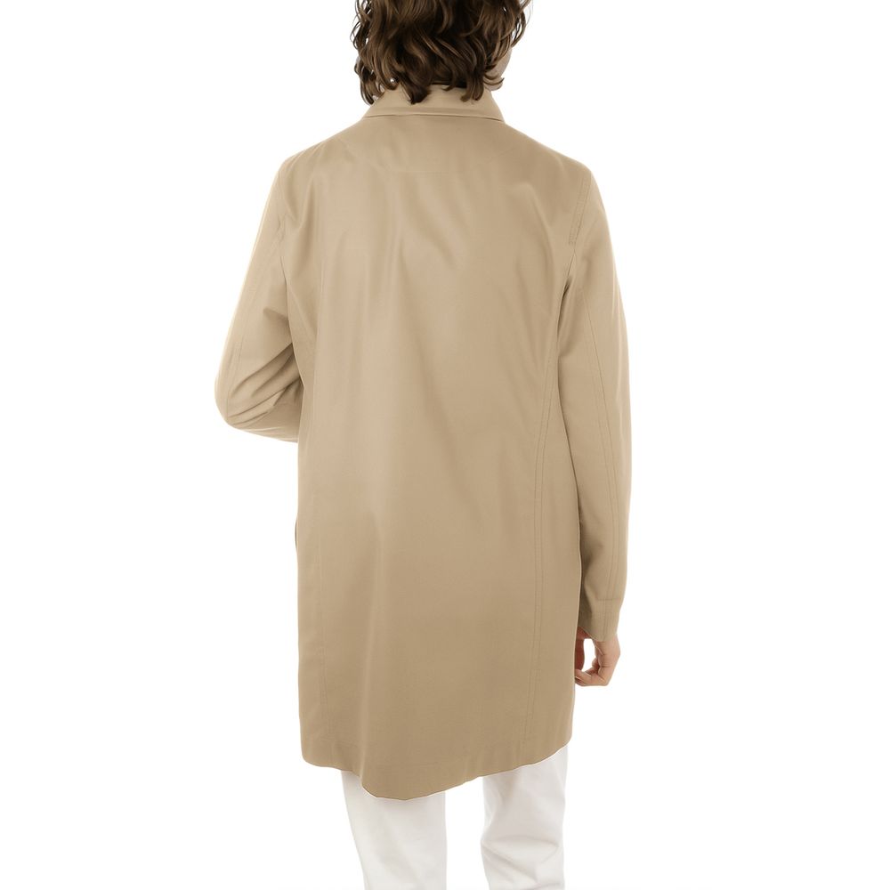 Beige Cotton Men Jacket