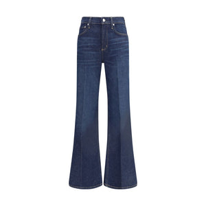 Blue Cotton Flared Jeans