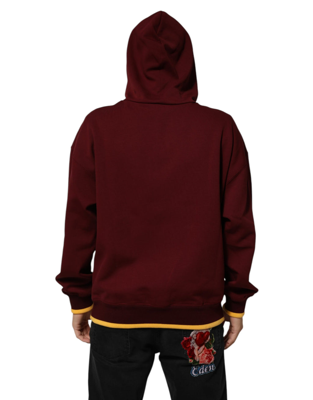 Maroon Embossed Logo Hooded Sweatshirt Sweater