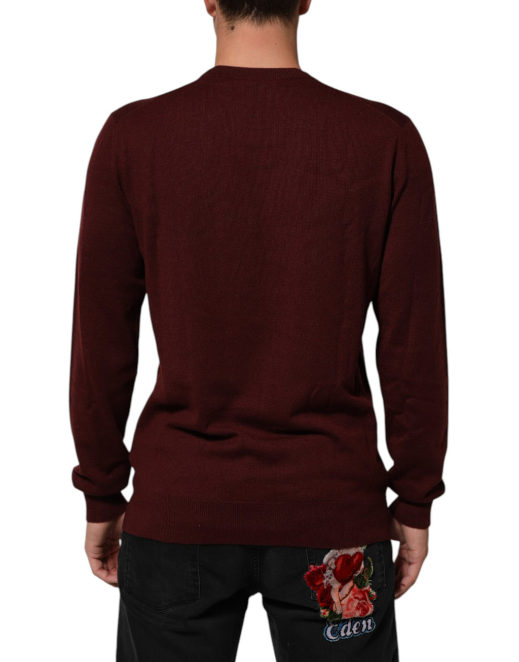 Maroon Cashmere Crew Neck Pullover Sweater