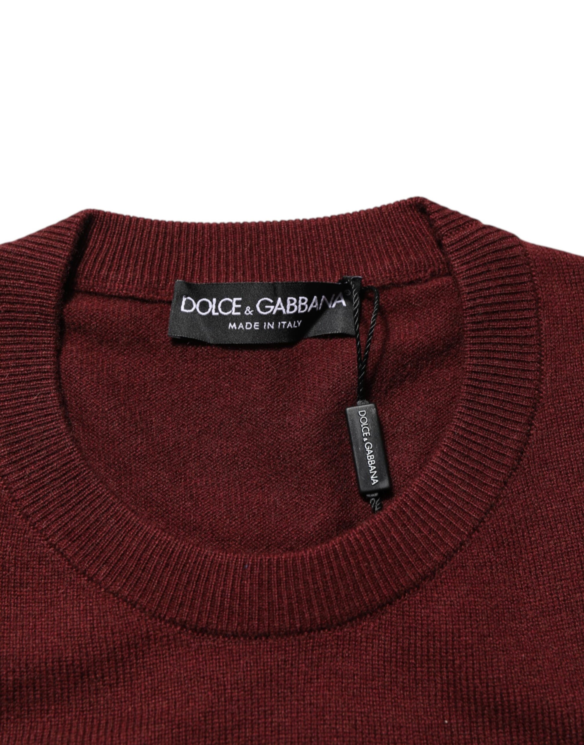 Maroon Cashmere Crew Neck Pullover Sweater