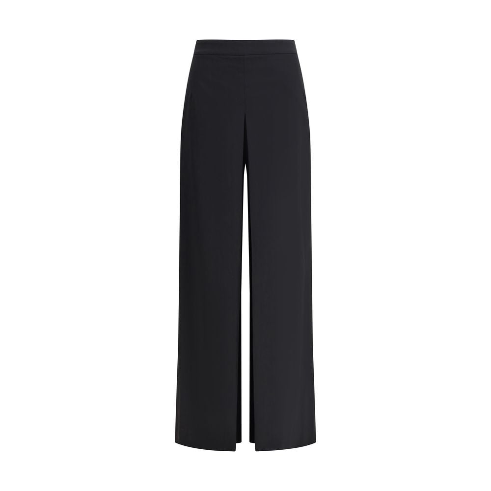 Black Polyester Casual Pants