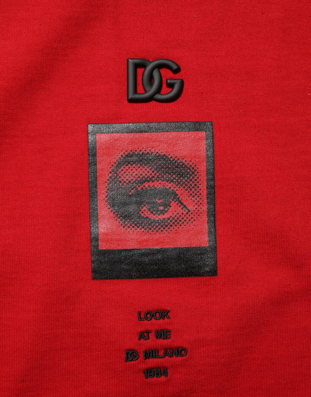 Red Logo Eye Print Cotton Short Sleeve T-shirt