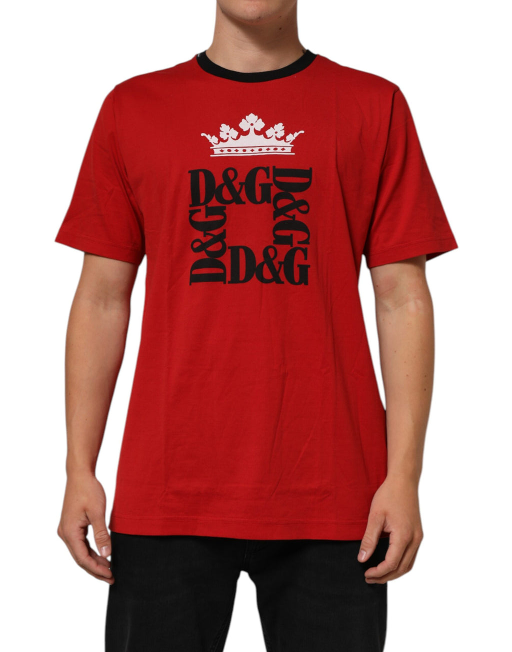 Red Logo Crown Cotton Short Sleeves T-shirt