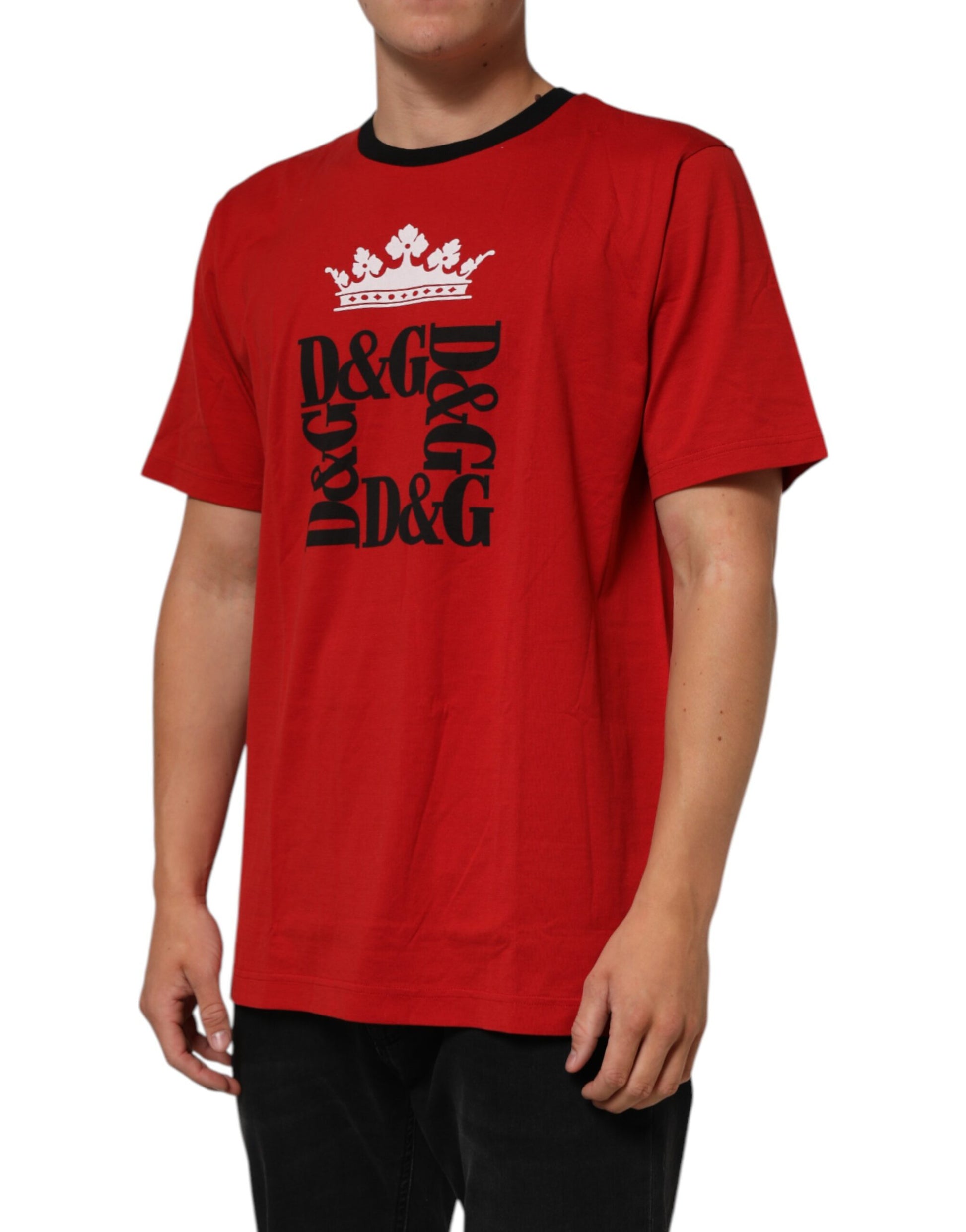 Red Logo Crown Cotton Short Sleeves T-shirt