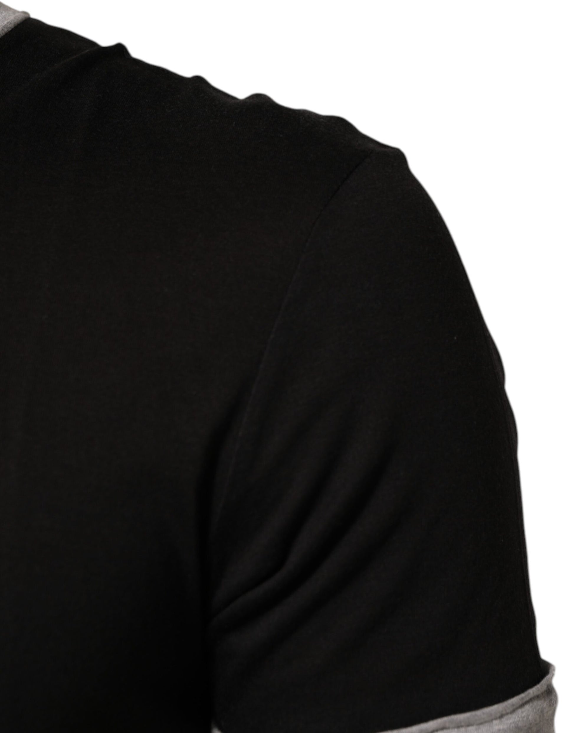 Black Cotton Logo Print Men Crew Neck T-shirt