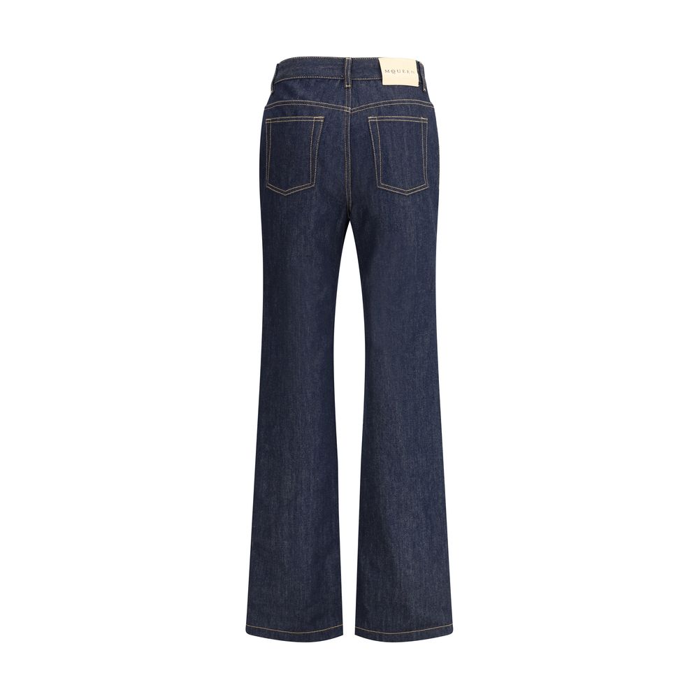 Blue Cotton Straight-Leg Jeans