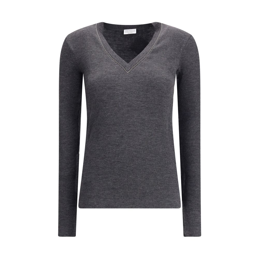 Gray Wool Long Sleeve T-Shirt