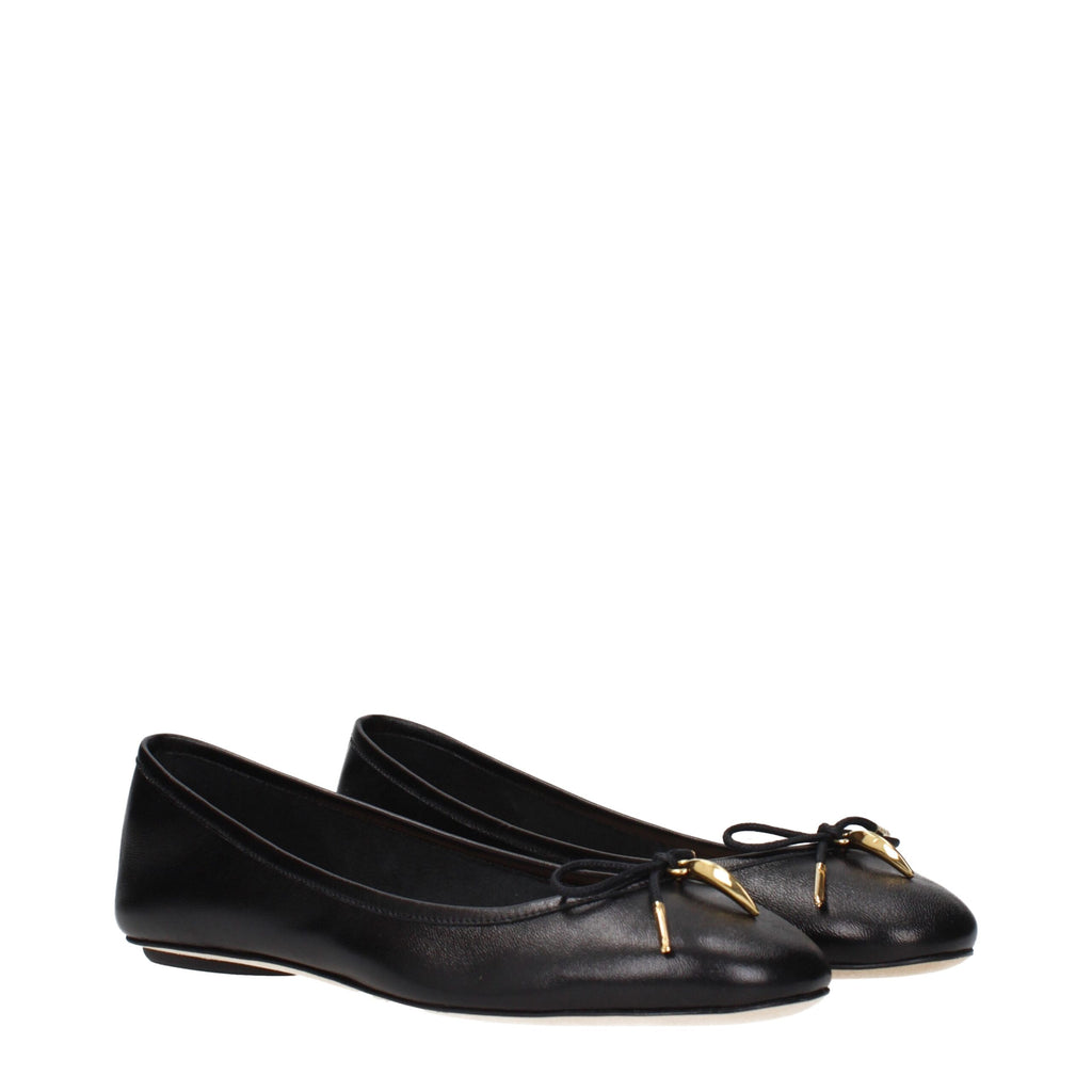 Black Leather Ballet Flats