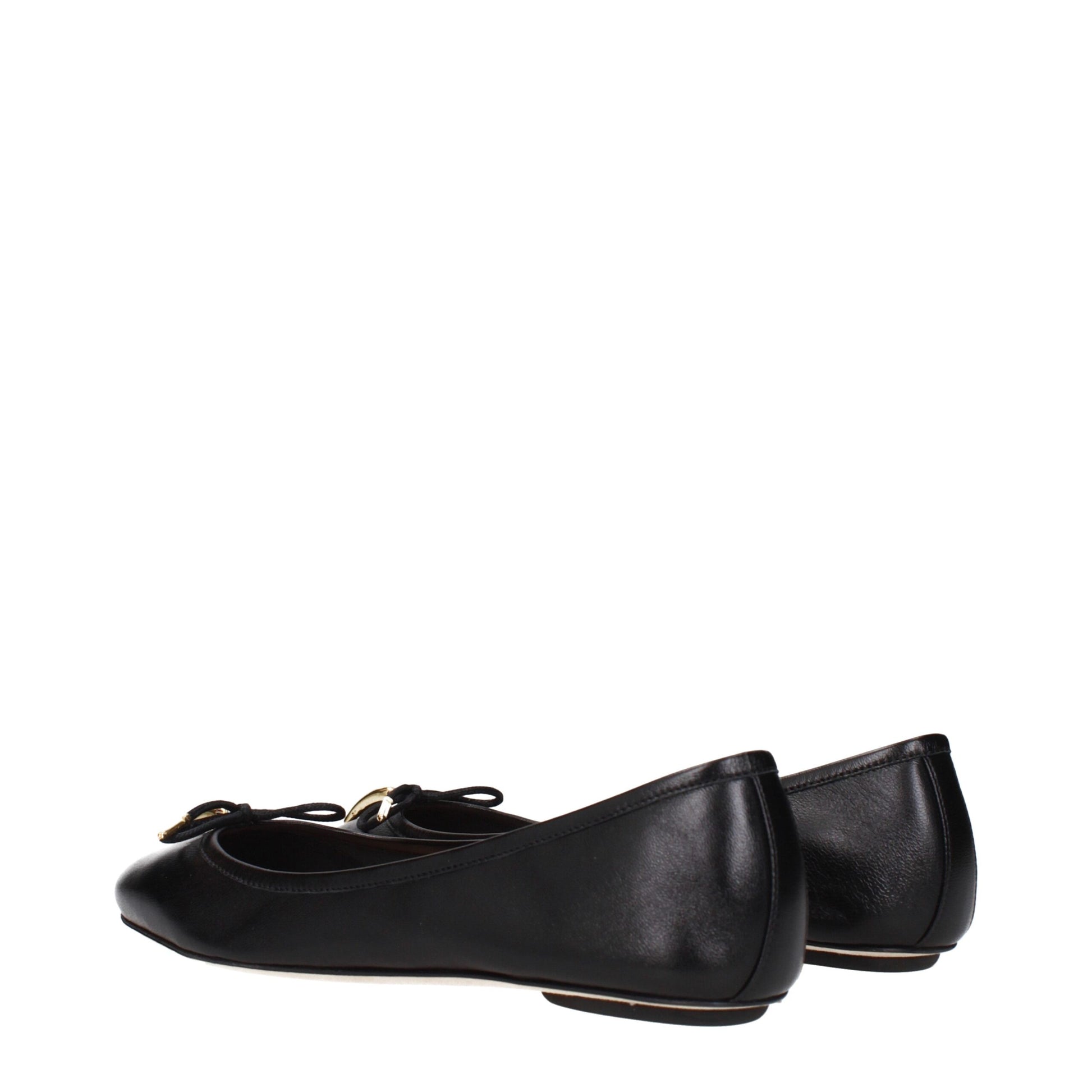 Black Leather Ballet Flats