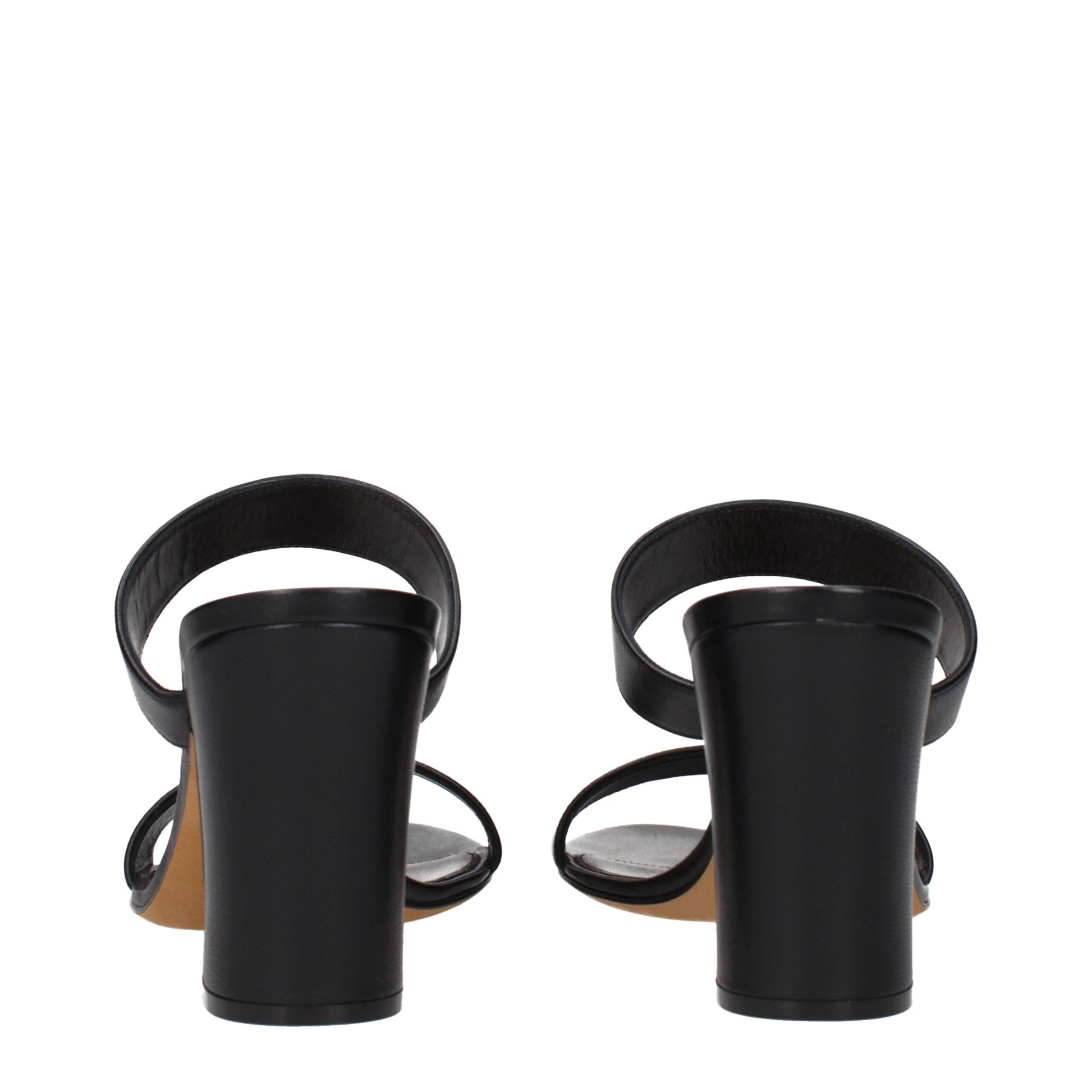 Black Leather Stiletto Heel Sandals