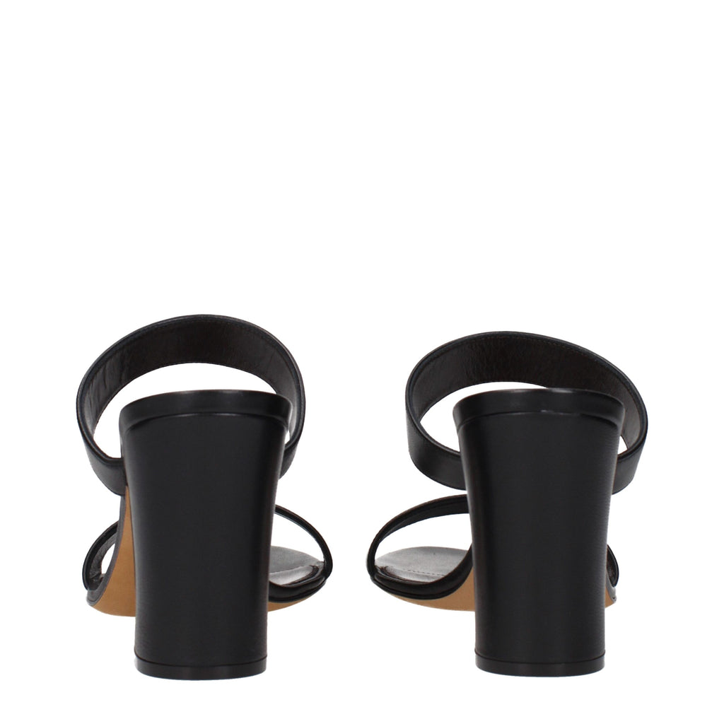 Black Leather Stiletto Heel Sandals