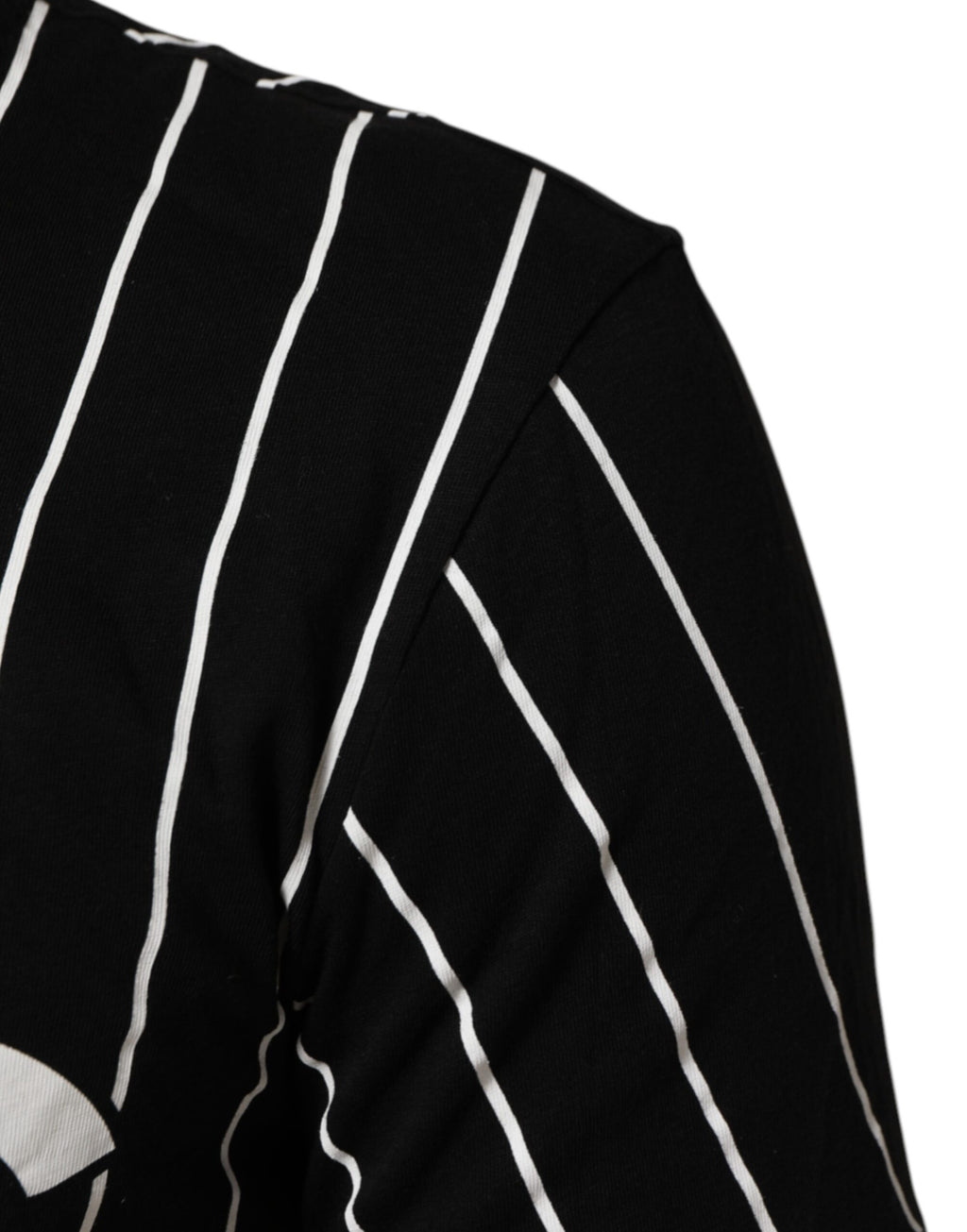 Black Cotton Polka Dots Round Neck T-shirt